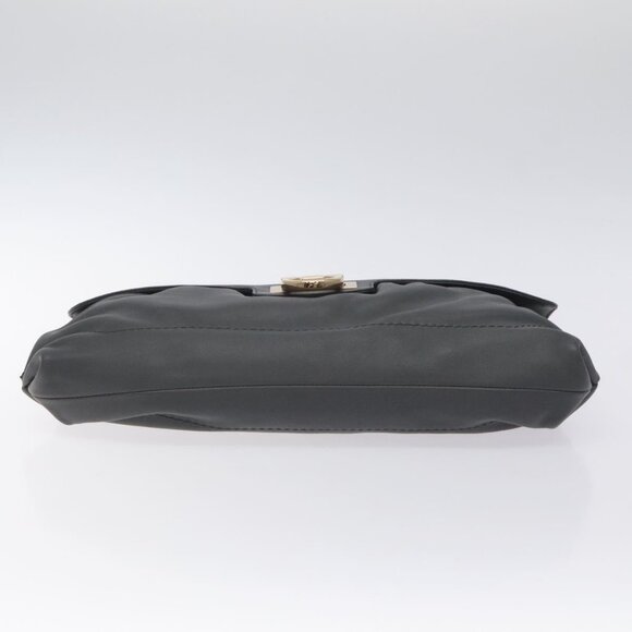 Salvatore Ferragamo Gancini Chain Shoulder Bag Leather Gray Gold Auth - Picture 12 of 15